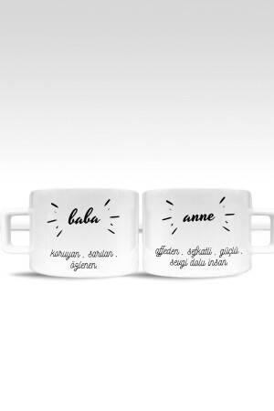 2 Pieces Mother and Father Description Printed Tea Coffee Cup he-ç-759 - Hediyexpres
