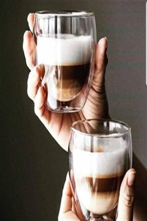 2 Pieces New Design Double Walled Glass 350ml 2 Pieces MIMOSA-350 - MİMOZA PARK