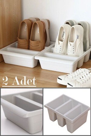 2 Pieces Roman Shoe Rack Vertical Shoe Ramp 3 Compartments Slippers Organizer Organizer - Bayev