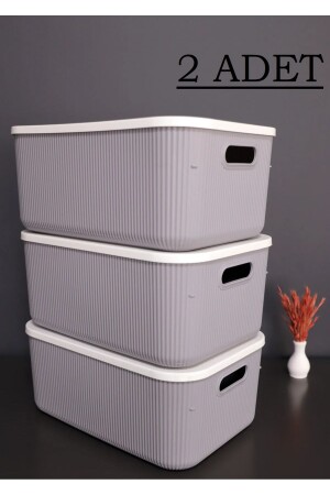 2 Pieces Storage 13 Lt Gray Multi-Purpose Organizer Box with Lid, Decorative Box BAYEV-DZNLYC13LT2ADETGRI - Bayev