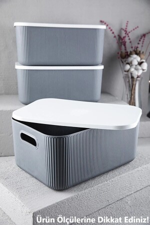 2 Pieces Storage 13 Lt Toy Hobby Box - Gray Organizer Storage Box with Lid BAYEV-DZNLYC2 - Bayev