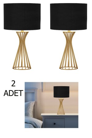 2 Pieces Veronika Modern Gold Leg Fabric Head Table Lamp Lampshade VERONİKA2PCS - Abajur Dünyası