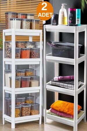 2 Pieces Vesken Shelf Unit - Balcony Bathroom Kitchen Organizer Multi-Purpose Shelf White TGM-0008 - Tugomer