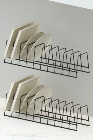 2 Plate Rack Plate Drying Rack Pot Lid Organizer Organizer Stand Kitchen Countertop - Zabata