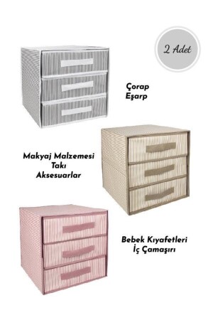 2 Stück, 3 Ebenen, 3 Schubladen, Kartonschublade im Schrank, Schmuck, Socken, Schal, Kleidung, Organizer - Hayveys