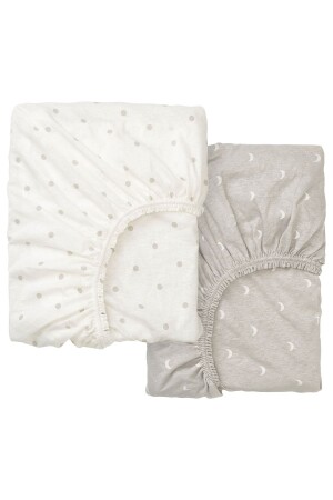 2 Stück elastisches Babylaken 60 x 120 cm Ikea 2-teiliges Set elastisches Matratzenbettlaken grau-weiß ENF132 - AFNF