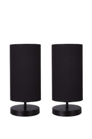 2 Stück Liza Modern Design Lampenschirm aus schwarzem Stoff mit schwarzen Beinen LİZA - Abajur Dünyası
