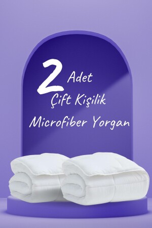 2 Stück Mikrofaser-Doppelbettdecke Microsoft waschbare saisonale Mikrofaser-Steppdecke 195 x 215 cm 006922 - Elyaf Sepeti