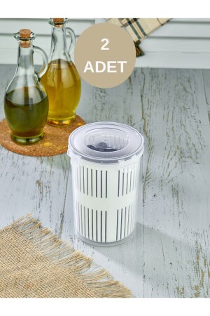 2 Stück Olivengurken-Aufbewahrungsbehälter mit Sieb 1,5 l MHK021 - MHK Collection