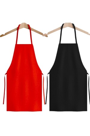 2-teiliger Kleiderbügel für Küchenschürze, Rot und Schwarz, 100 % Baumwolle, schwarzer Gabardine-Stoff, 2 Asgab - isinigiy