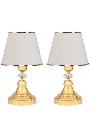 2-teiliger Lampenschirm mit Kristallbeinen und Stoffkopf in Creme - Evlight