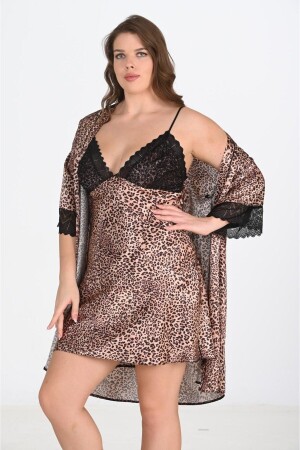 2-teiliges Leoparden-Morgenmantel-Set Bigsize 6203 - Ahu