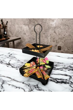 2-Tier Decorative Metal Snack Bowl, Cheese Presentation Serving Plate - Turkish Delight Holder - Macarons, Pancakes And Fresh Water 202102900150 - decorelax