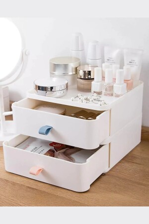 2 Tier Drawer Desktop Organizer – Makeup Jewelry Accessory Organizer Storage Box White - Bayev