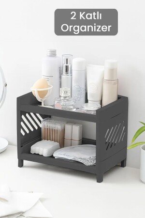 2 Tier Makeup Jewelry Cosmetics Rack Organizer Multi-Purpose Organizer Anthracite - Meleni Home