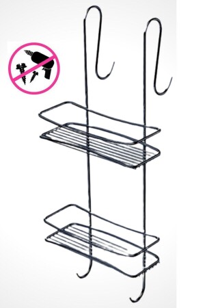 2 Tiers Hanging Bathroom Shower Rack Soap Dish Shampoo Dish Black Shelf EN99913 - Entel