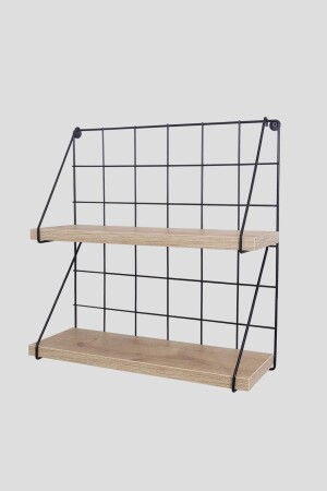 2 Tiers Kitchen Bathroom Shelf Wall Mounted Wire Decorative Shelf Spice Rack Organizer Wooden Shelf DM1RF - Milonsa