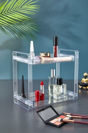 2 Tiers Makeup Organizer Bathroom Organizer Shelf Stand - Aslife Home