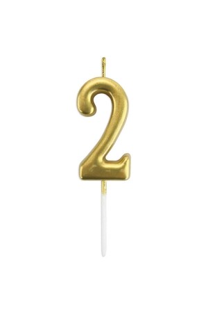 2 Year Old Gold Number Candle Gold Color Birthday Cake Candle 12 Cm - Bal10 Dünyasi