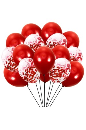 مجموعة من 20 10 أحمر و 10 أحمر شفاف الكونفيتي - Parti Dolabı