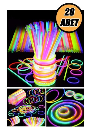 20 Pcs Party Entertainment Birthday Glowing Highlighter Neon Colorful Attachable Sticks - Herfie