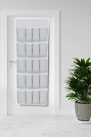 20 Pockets Behind the Door Multi-Purpose Organizer Striped Slipper Shoe Hanger - Serstil