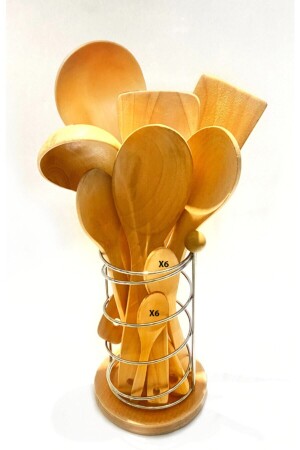 20-teiliges Bambus-Holzlöffel-Holzspatel-Servierset-Löffelhalter YNGN. STNDLI. ST - Kitchen Mania