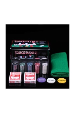 200 Chip Metal Boxed Poker Chip Numbered Poker Chip Card Game Set 2 Pieces of Playing Cards - Hepbimoda