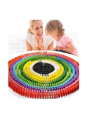 200 Parça Doğal Ahşap Eğitici Renkli Domino Taşları PPLNAD45001 - Circles