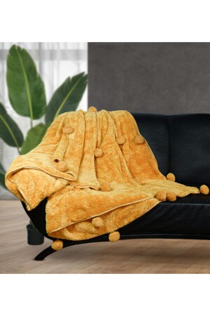 200*220 Cm Plush TV Blanket with Pompom (100% Local) tgc30112039 - Özgüner Oyuncak