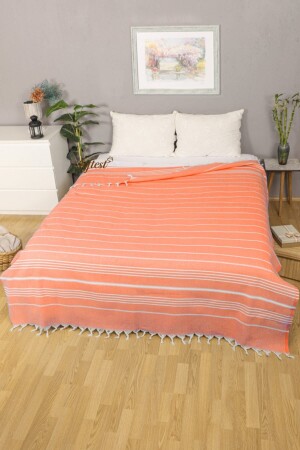 200x240 Cm Sultan Double Fringed Pike, Bedspread, Sofa Cover, Peshtemal Pike SoftestSultanPestemalPike - Softest