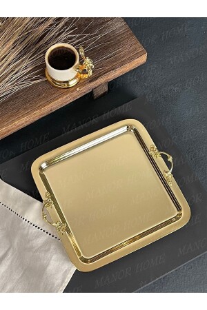 20*20cm Kulplu Gold Kare Sunum Tepsisi-tok Ağır Sunum Tepsisi TYC00422465408 - Manor Cam