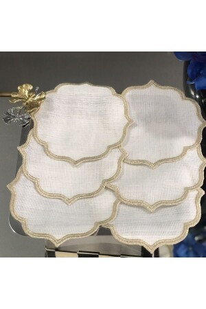 2024 COCKTAIL NAPKIN GOLD SIMPLE FRAME 6 PIECES - Gc Curtain & Fabrics