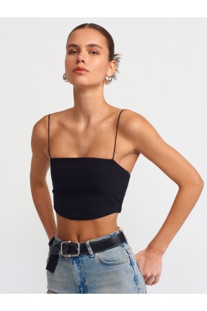 20793 Askılı Crop Top-Siyah - Dilvin
