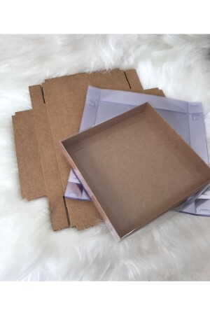 20x20x3 cm Kraft Acetate Box with Lid (25 Pieces) - Uğur Matbaacılık