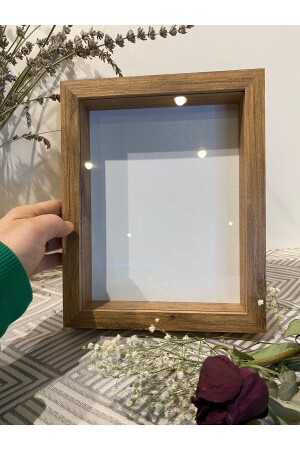 20x25x3 Atlantic pine PLAIN memory frame glass keepsake box promise engagement flower frame - Sevcan Sanat Atölyesi