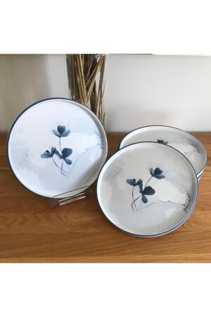 21 Cm Blue Magic Stackable Cake Plate for 6 Persons Patterned White 281 - Keramika