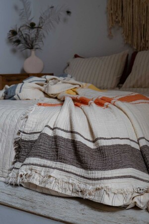 منازل من القطن العضوي المزدوج المسلين غطاء سريري 210x225 BX-FBL0003 - Rikka Home