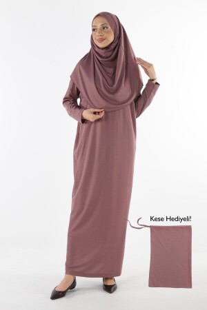 2133_one Piece Non-Slip Hijab Prayer Dress with Headscarf - Plistre
