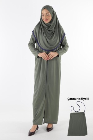 2199_ Zippered Hijab Prayer Dress with Headscarf - Plistre