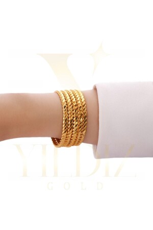 22 Carat Gold Plated Adana Burmese Bracelet of 5 - Yıldız Gold İmitasyon