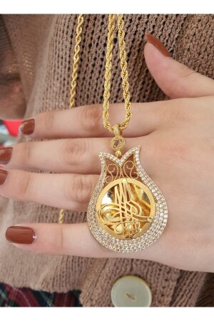 22 Carat Gold Plated Zircon Stone Monogram Necklace - Bariş Taki