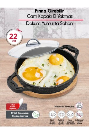 22 Cm Fireproof Non-Stick Granite Casting Saucepan with Glass Lid 22CMSAHAN - fitfiyat