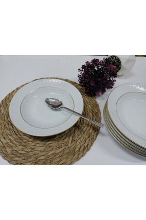 22 Cm Matte Gilded Hollow Dinner Plate 6 Pieces YLD49 - Güral Porselen