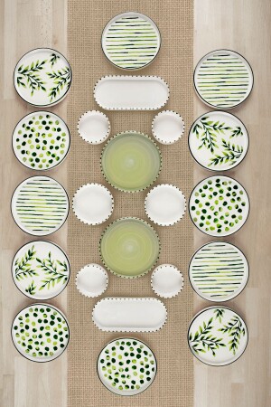 22 Pieces Greentree Stackable Breakfast Set for 12 People - Luxury Breakfast Presentation Set Plate - Kitchen Life