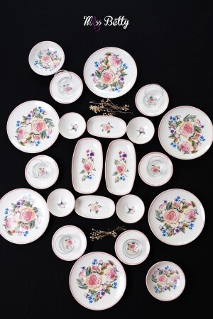 22-teiliges Rose Deluxe Frühstücksset für 6 Personen, Porzellan, Neu esore2 - Miss Betty