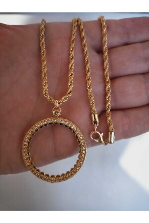 22k Gold Plated Full Gold Necklace Frame 60cm - Gezergold Taki