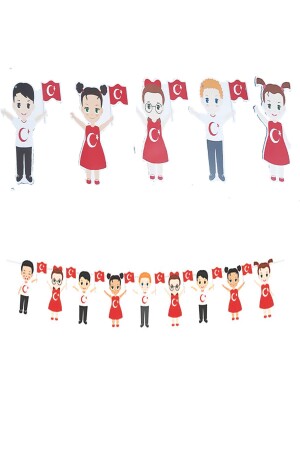 23 April Cheerful Children Holding Hands Decorative Banner 23 April Children's Day Home School Decoration - Parti Dolabı