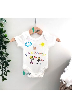 23 NİSAN BASKILI İLK 23 NİSAN PAMUK Bebek Body Zıbın - Cactus Collection
