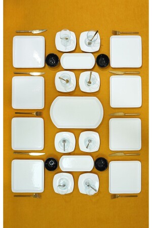 23-teiliges quadratisches weißes Frühstücksset für 8 Personen 23-teiliges quadratisches weißes LUXUS-FRÜHSTÜCKSET TYC0RASSBN169062963670794 - Akkoyunlu home